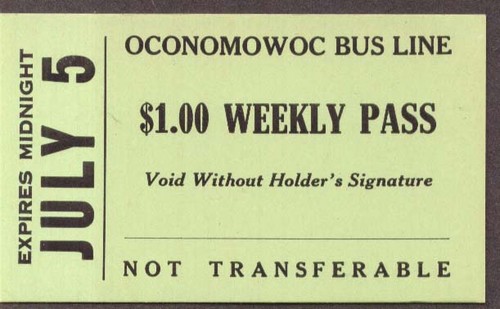 Oconomowoc bus line 00 - oconomowoc, $1.00